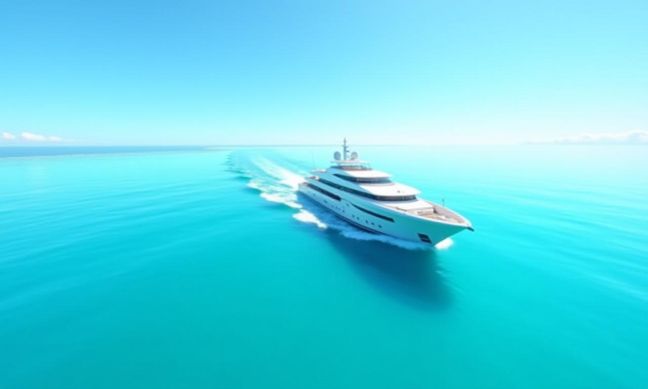 A superyacht gliding through turquoise waters
